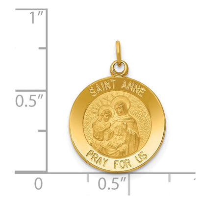 14K Gelbgold Heilige Anna Medaille Charm