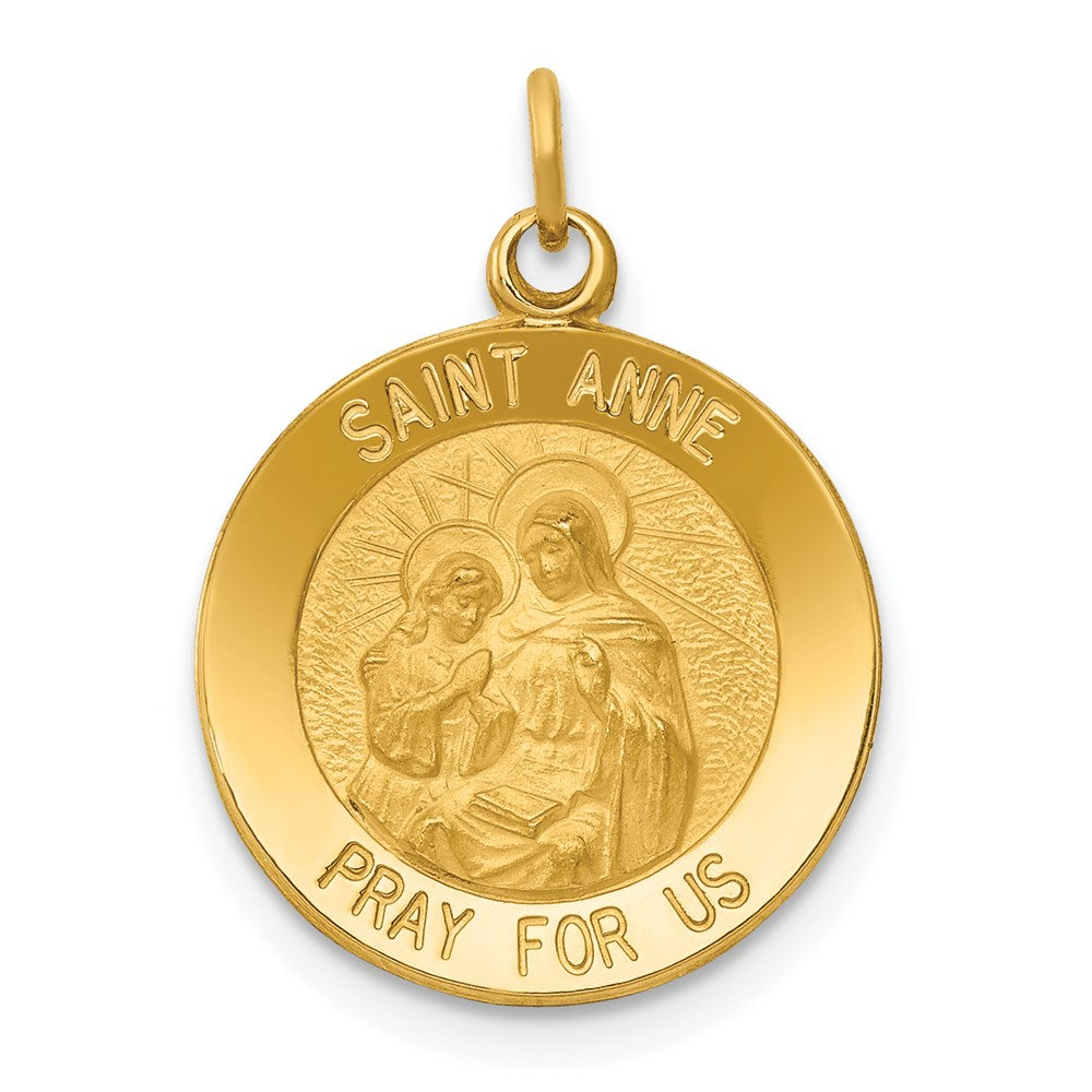 14K Gelbgold Heilige Anna Medaille Charm