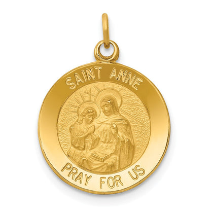 14K Gelbgold Heilige Anna Medaille Charm