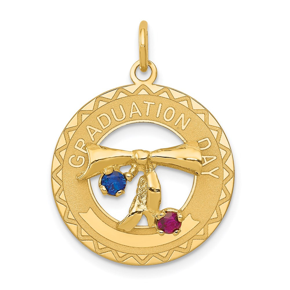 14K Gelbgold Charm „Graduation Day“ mit synthetischen Steinen