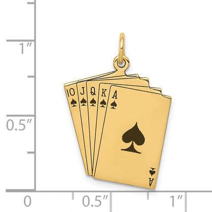 14K Gelbgold Charm „Royal Flush Spielkarten“, emailliert