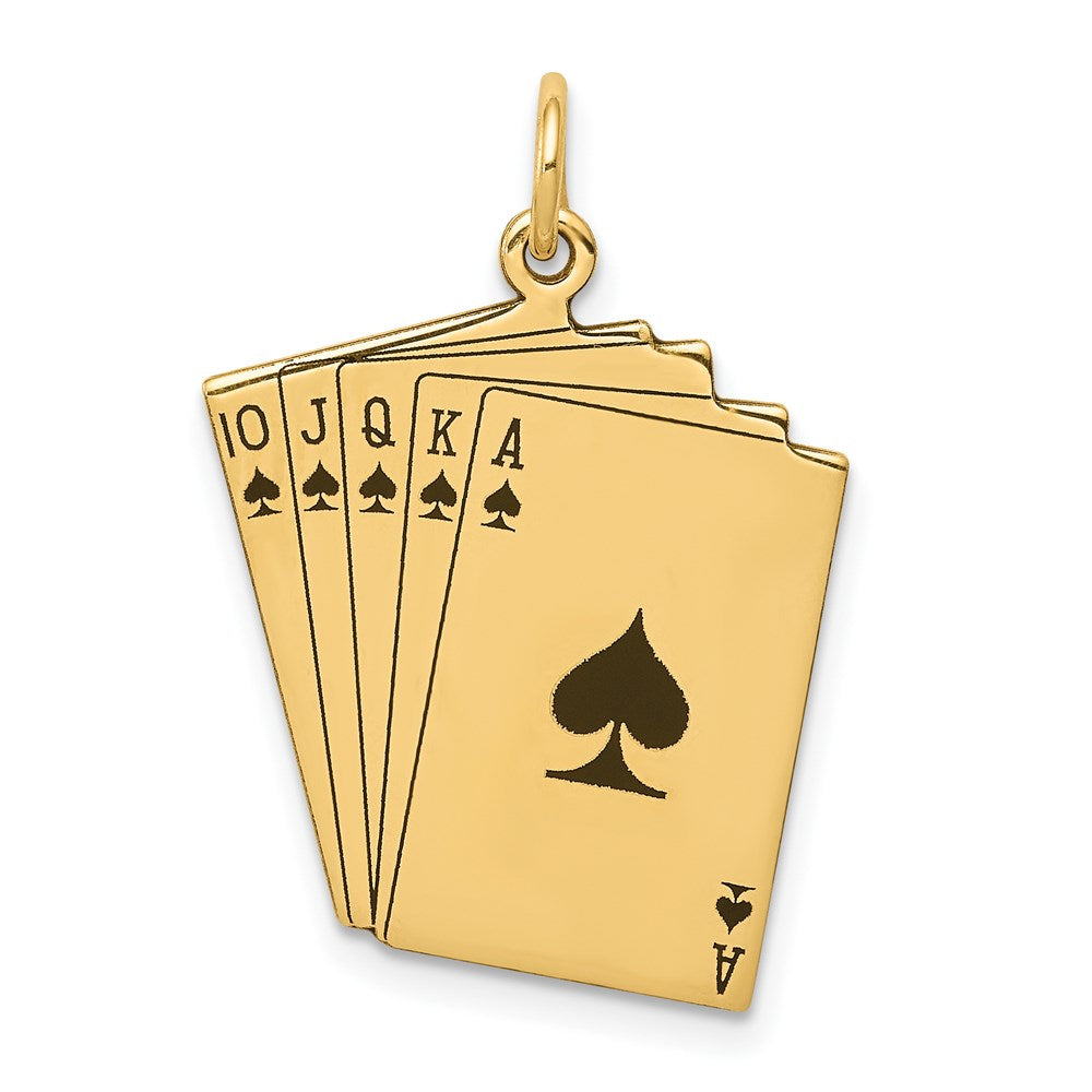 14K Gelbgold Charm „Royal Flush Spielkarten“, emailliert