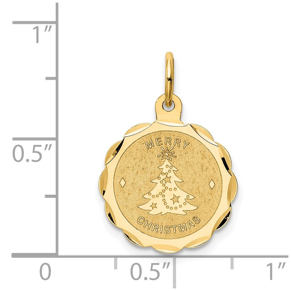 14K Gelbgold 14K Merry Weihnachten Plättchen Charm