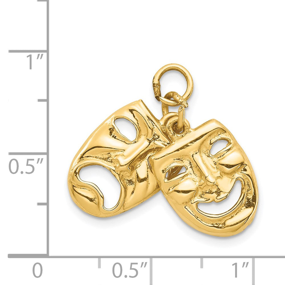 14K Gelbgold Komödie-Tragödie-Charm, 2-teilig