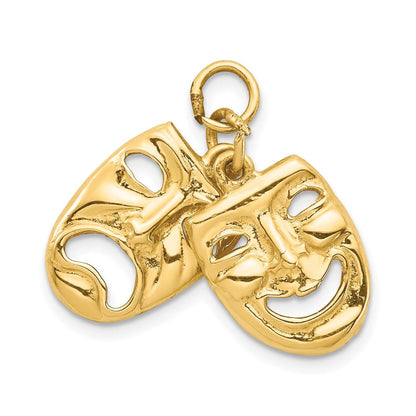 14K Gelbgold Komödie-Tragödie-Charm, 2-teilig