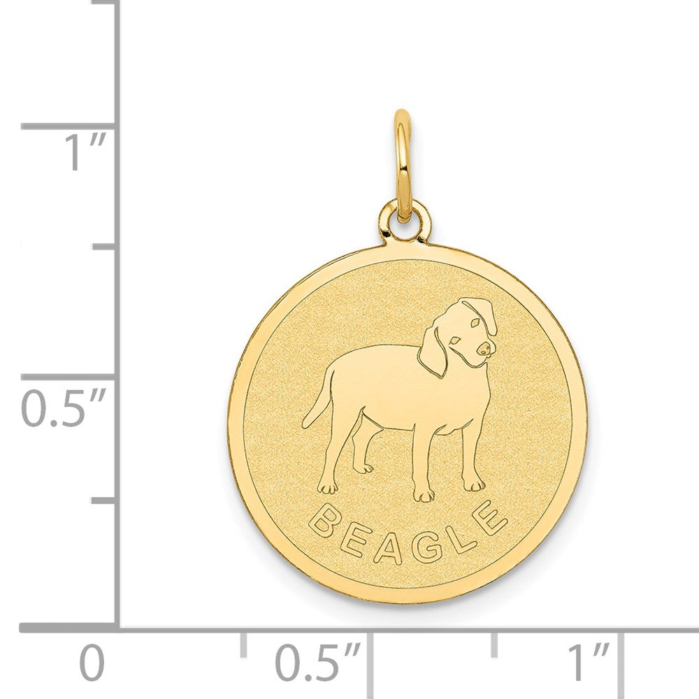 14K Gelbgold Beagle-Scheiben-Charm