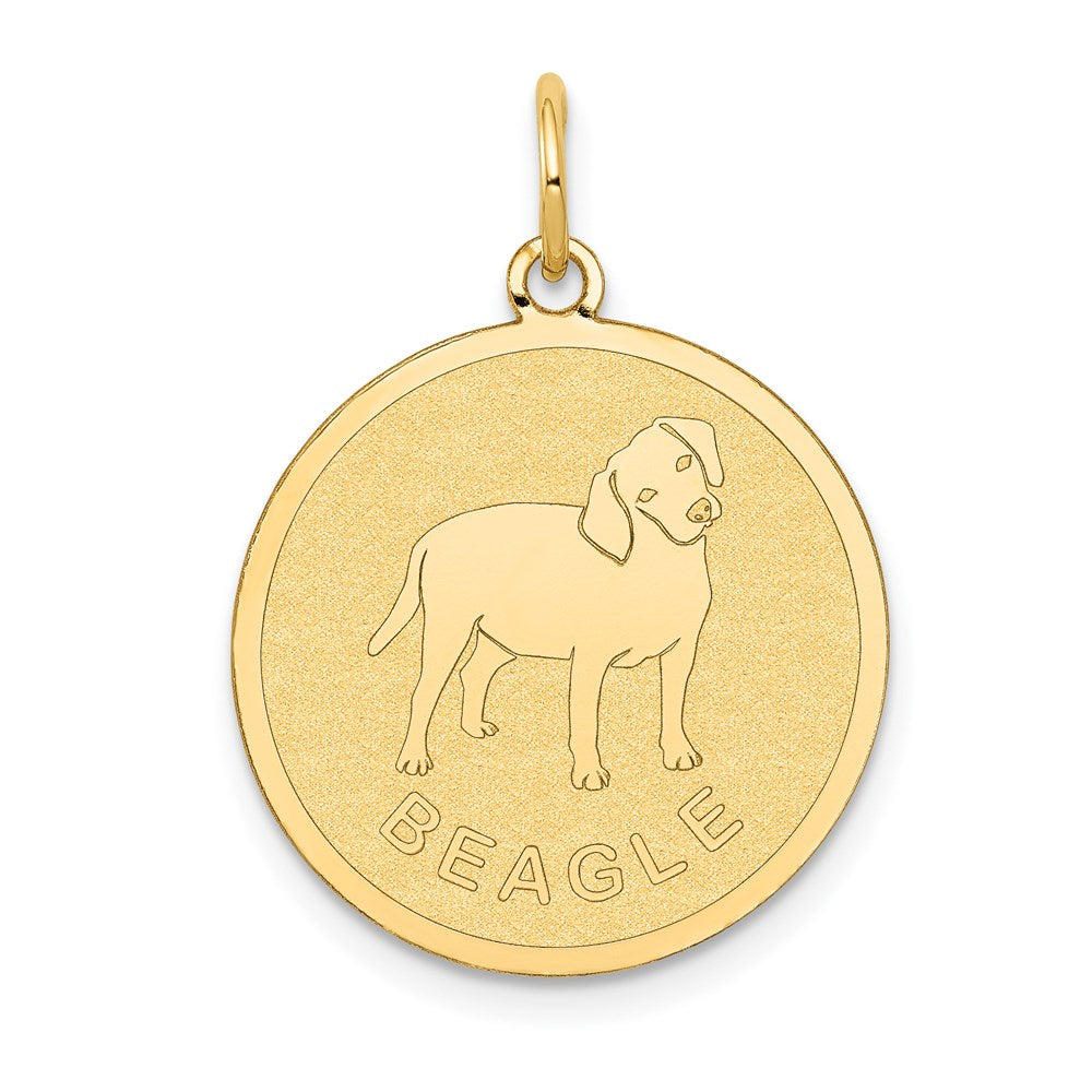 14K Gelbgold Beagle-Scheiben-Charm
