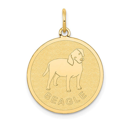 14K Gelbgold Beagle-Scheiben-Charm