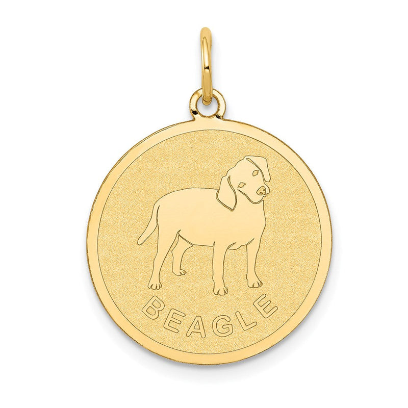 14K Gelbgold Beagle-Scheiben-Charm