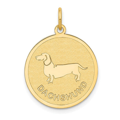 14K Gelbgold Dackel-Scheiben-Charm