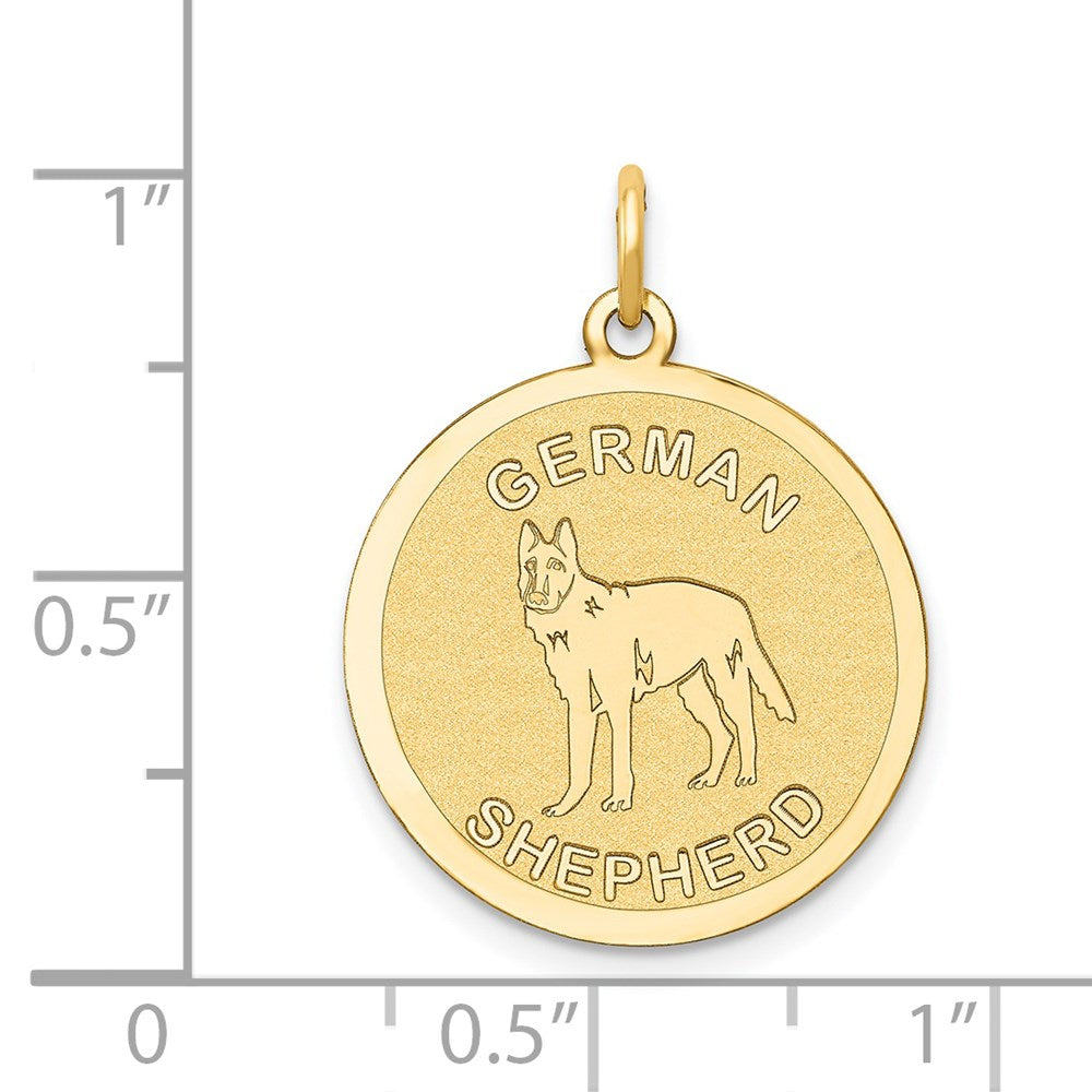 14K Gelbgold Schäferhund-Scheibenanhänger (Charm)