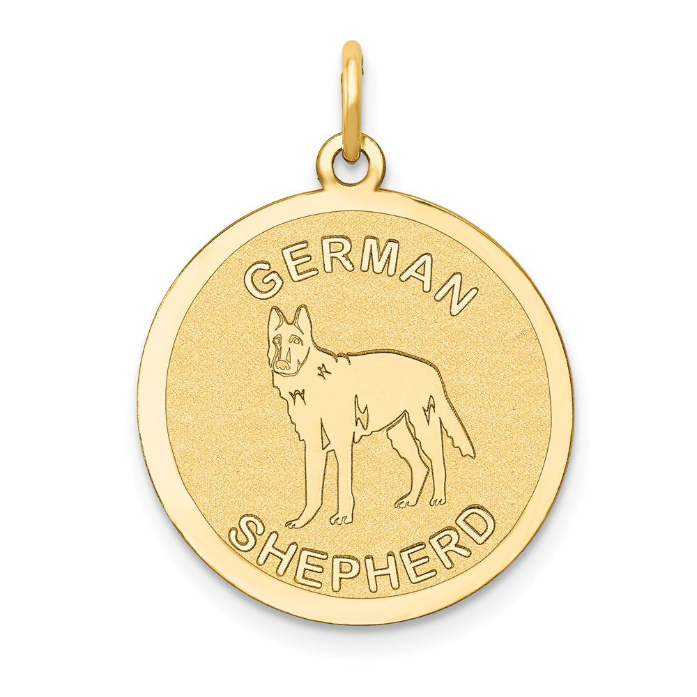 14K Gelbgold Schäferhund-Scheibenanhänger (Charm)