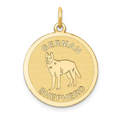14K Gelbgold Schäferhund-Scheibenanhänger (Charm)