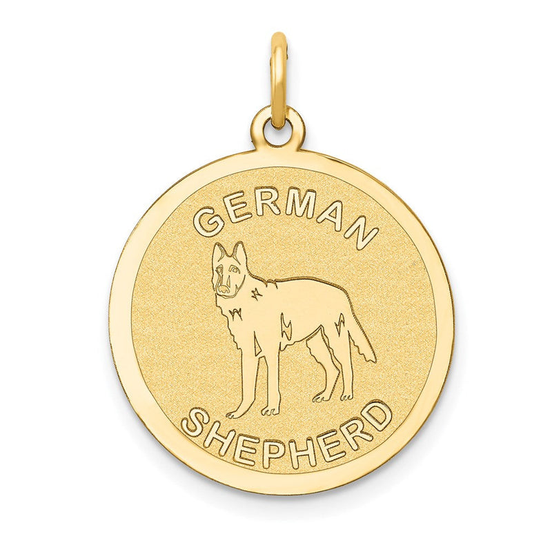 14K Gelbgold Schäferhund-Scheibenanhänger (Charm)