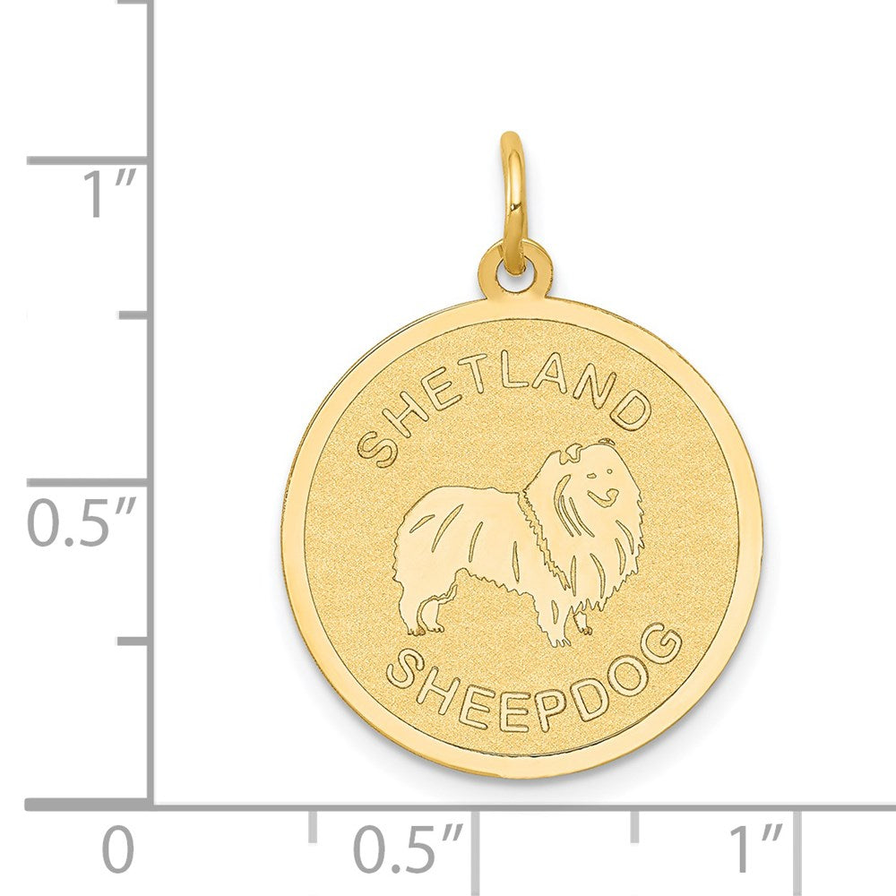 14K Gelbgold Shetland Sheepdog Scheiben-Charm