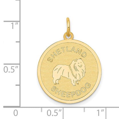 14K Gelbgold Shetland Sheepdog Scheiben-Charm