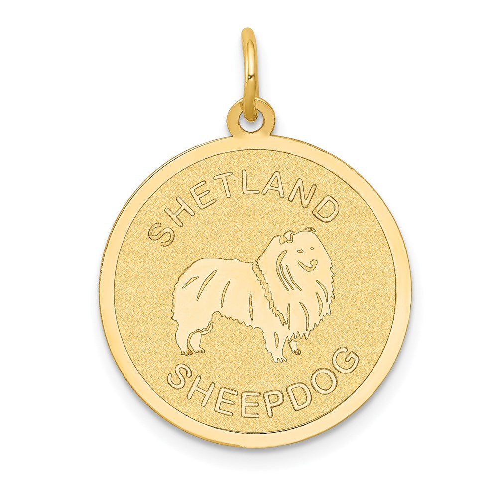14K Gelbgold Shetland Sheepdog Scheiben-Charm