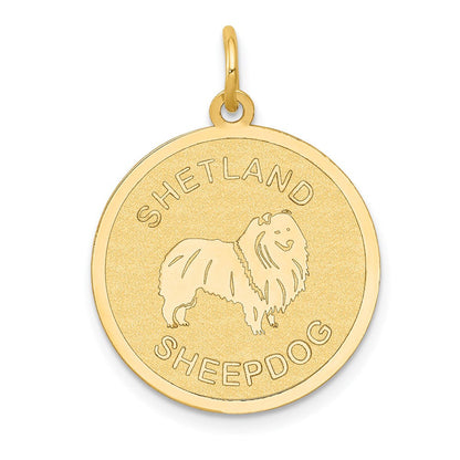 14K Gelbgold Shetland Sheepdog Scheiben-Charm