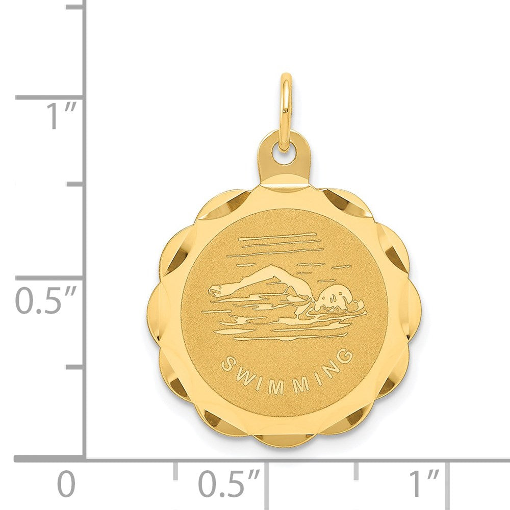 14K Gelbgold Schwimmscheibe-Charm