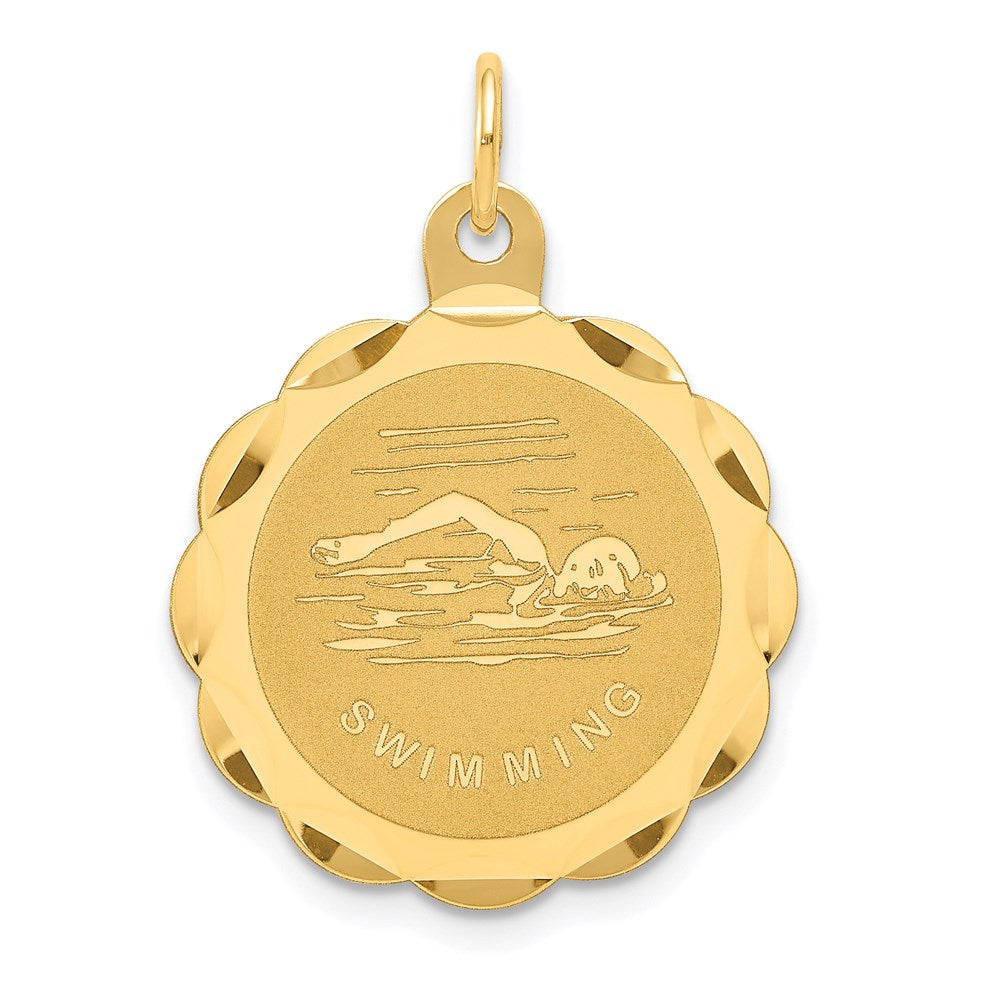 14K Gelbgold Schwimmscheibe-Charm