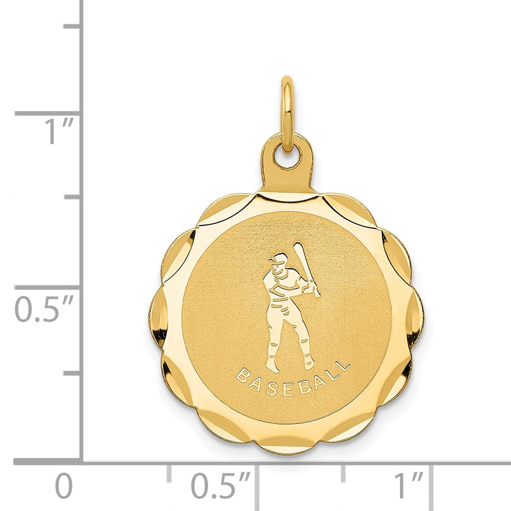 14K Gelbgold Baseball-Scheiben-Charm