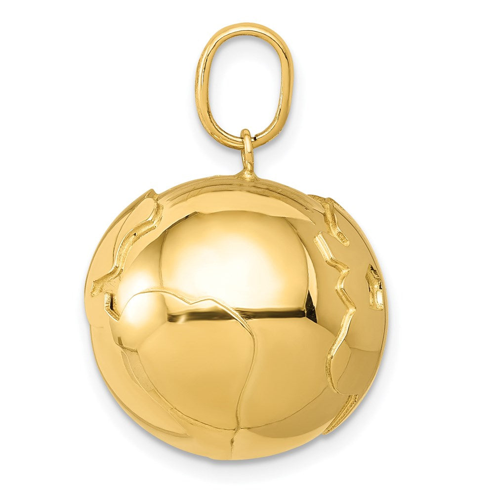 14K Gelbgold 3D-Globus-Charm
