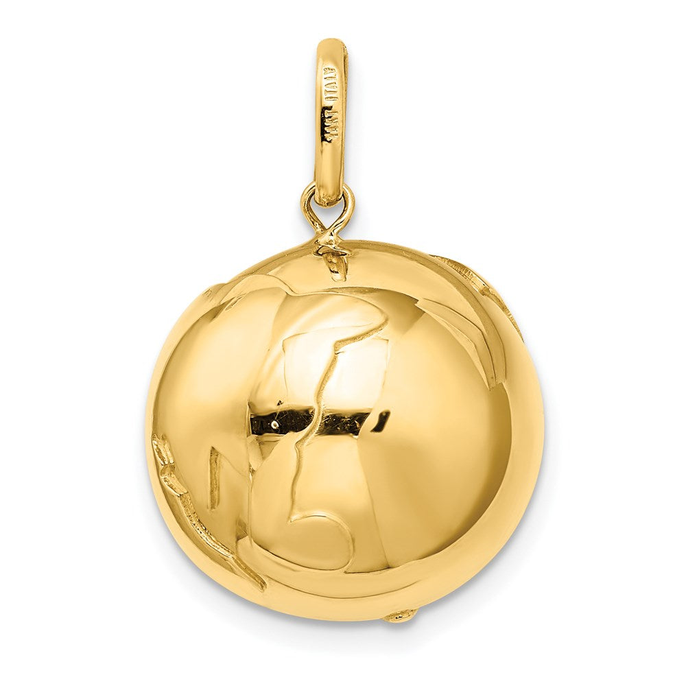 14K Gelbgold 3D-Globus-Charm