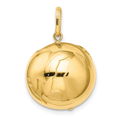 14K Gelbgold 3D-Globus-Charm
