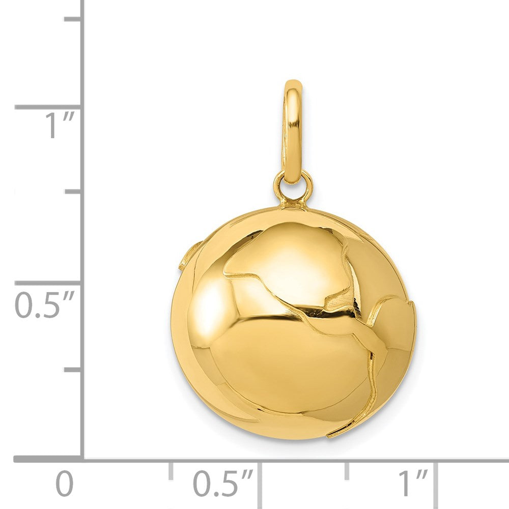14K Gelbgold 3D-Globus-Charm