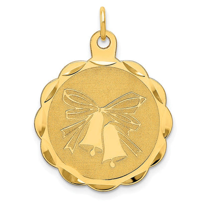 14K Gelbgold Hochzeitsglocken Gravierbarer Scheiben-Charm