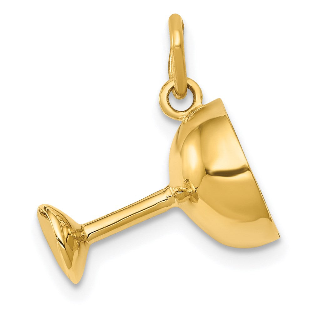 14K Gelbgold Champagnerglas-Charm 3D