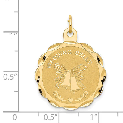 14K Gelbgold "WEDDING BELLS" gravierbarer Scheiben-Charm