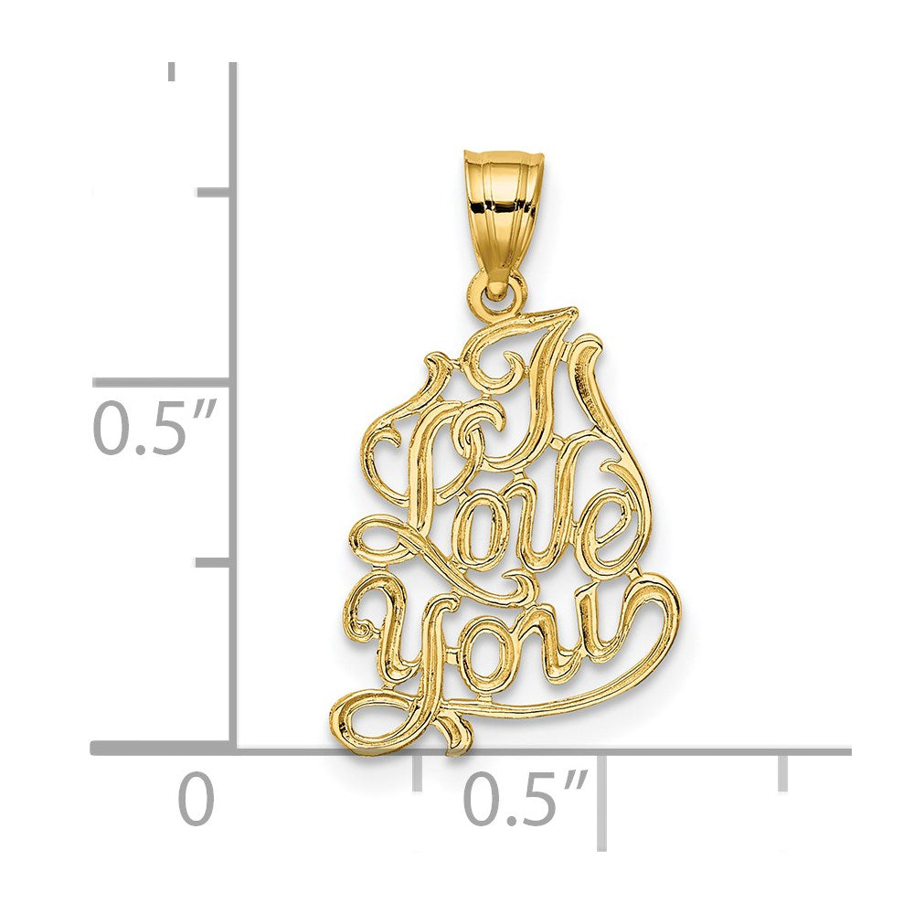 14K Gelbgold 14K I Liebe You Schreibschrift Charm