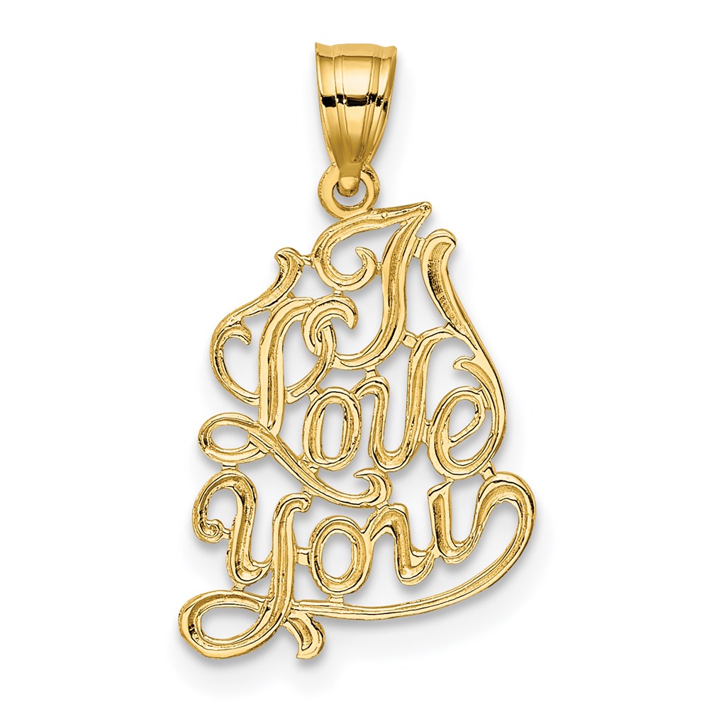 14K Gelbgold 14K I Liebe You Schreibschrift Charm