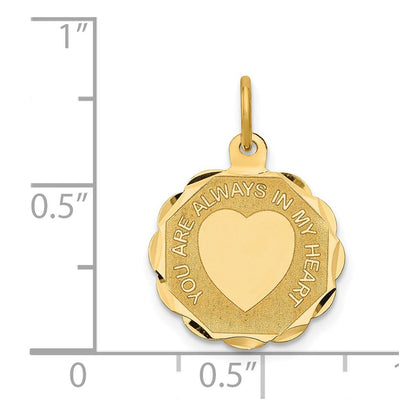 14K Gelbgold 14K You Are Immer in My Herz Plättchen Charm
