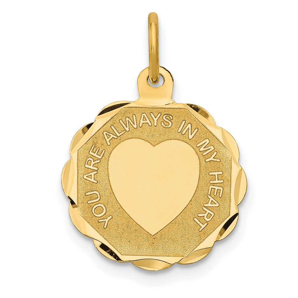 14K Gelbgold 14K You Are Immer in My Herz Plättchen Charm