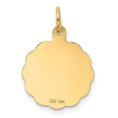 14K Gelbgold 14K Liebe Sentinment Gravierbar Charm