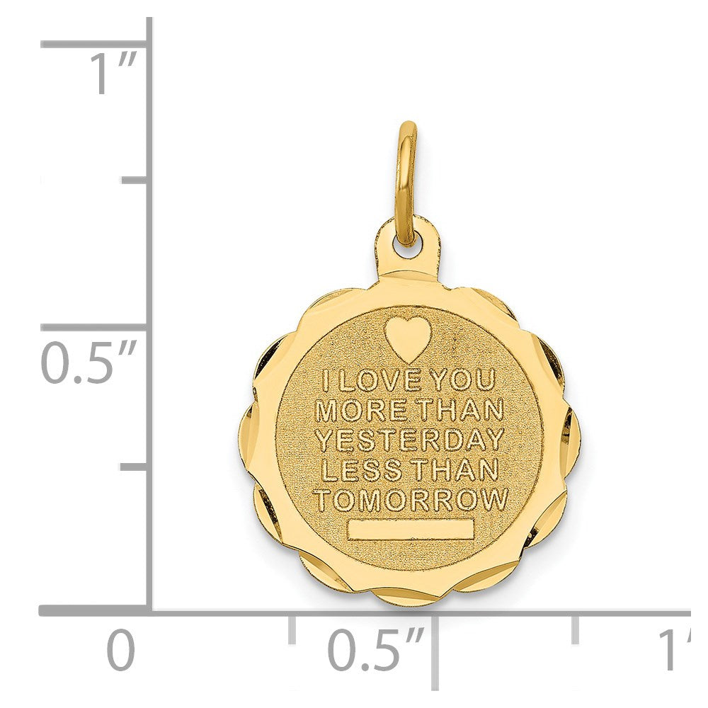 14K Gelbgold 14K Liebe Sentinment Gravierbar Charm