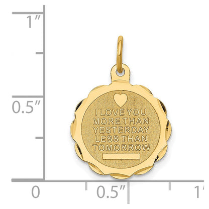 14K Gelbgold 14K Liebe Sentinment Gravierbar Charm