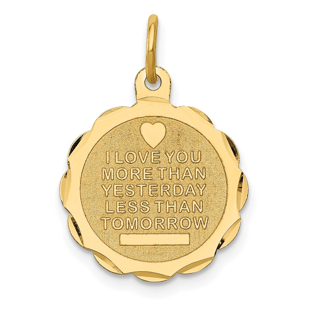 14K Gelbgold 14K Liebe Sentinment Gravierbar Charm