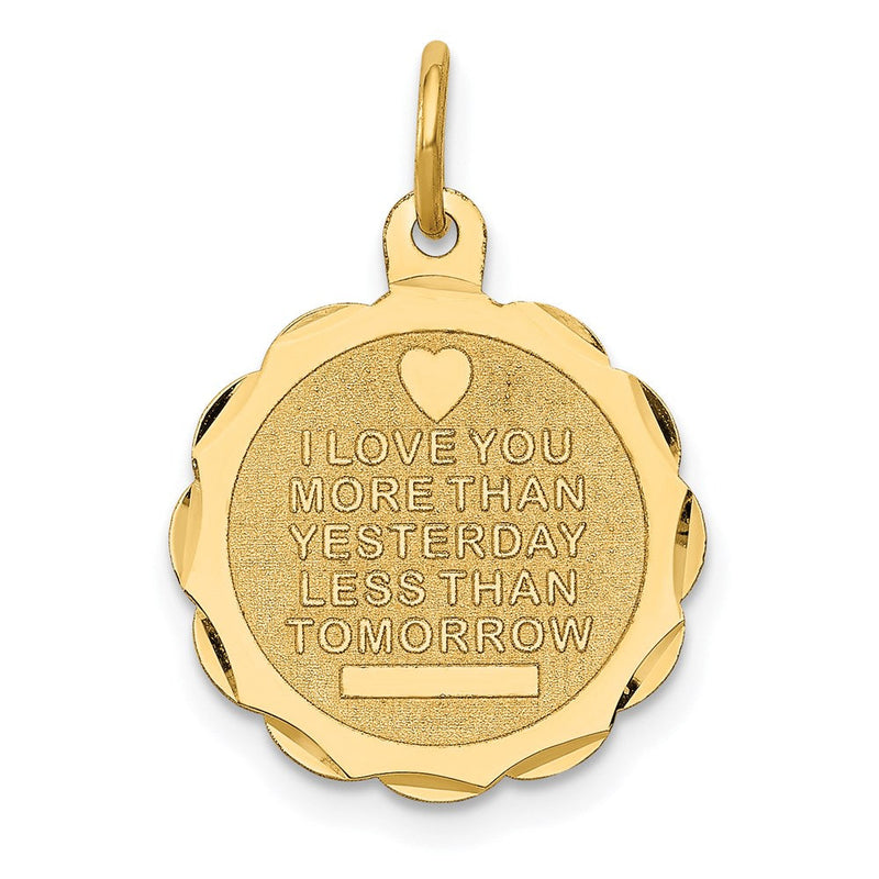 14K Gelbgold 14K Liebe Sentinment Gravierbar Charm