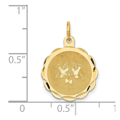 14K Gelbgold 14K Liebe Birds Plättchen Charm