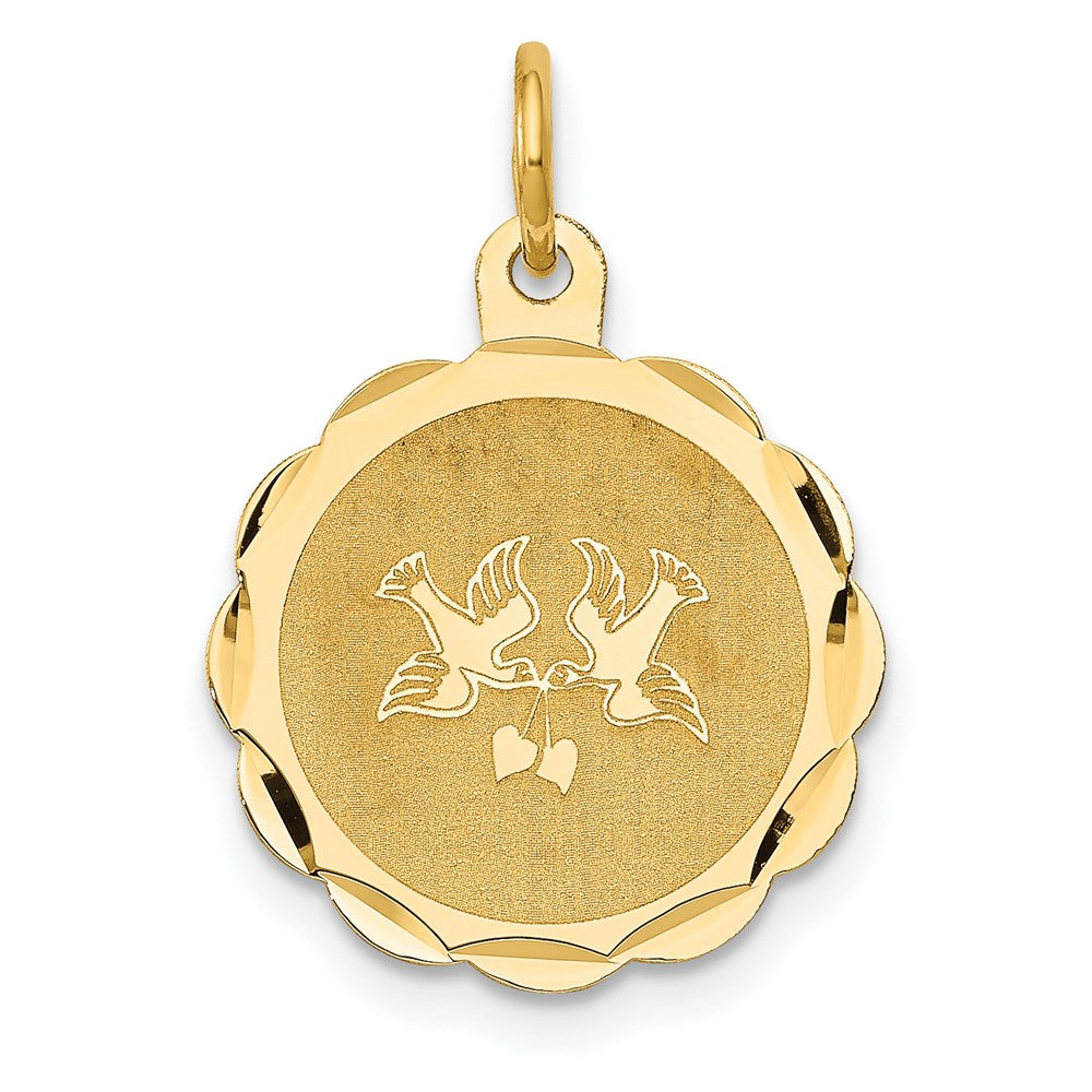 14K Gelbgold 14K Liebe Birds Plättchen Charm