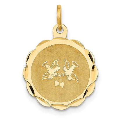 14K Gelbgold 14K Liebe Birds Plättchen Charm