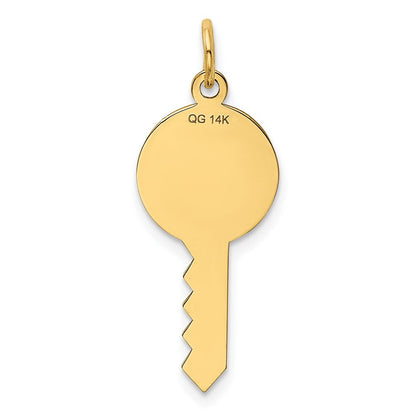 14K Gelbgold Poliert und Satiniert Herzen Flach Key Charm