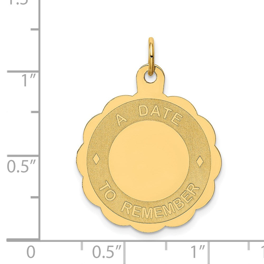14K Gelbgold "EIN DATUM ZUM ERINNERN" Scheiben-Charm
