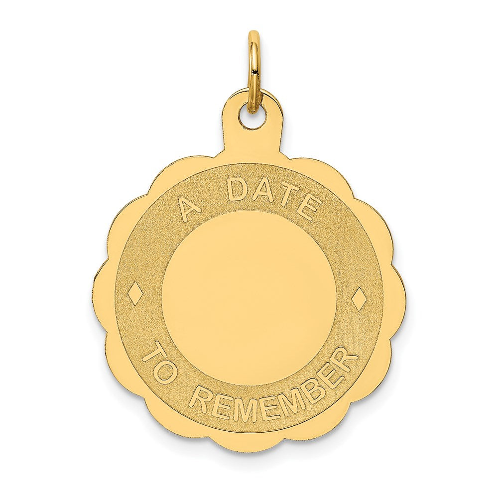 14K Gelbgold "EIN DATUM ZUM ERINNERN" Scheiben-Charm