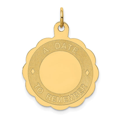 14K Gelbgold "EIN DATUM ZUM ERINNERN" Scheiben-Charm