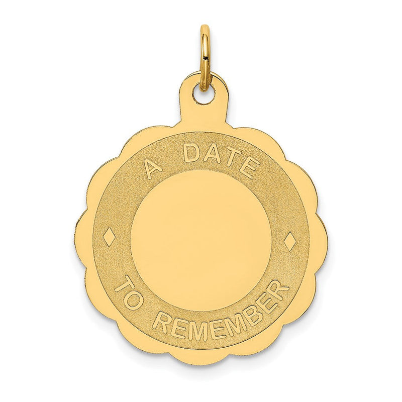 14K Gelbgold "EIN DATUM ZUM ERINNERN" Scheiben-Charm
