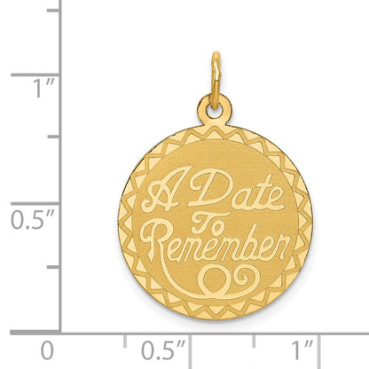 14K Gelbgold "EIN TAG, DEN MAN SICH MERKT" Scheiben-Charm
